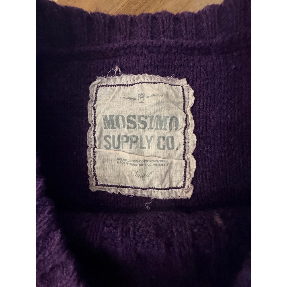 Y2K Mossimo Supply Co Purple Cable Knit‎ Wool Blend Cable Knit Sweater Small - Picture 3 of 5